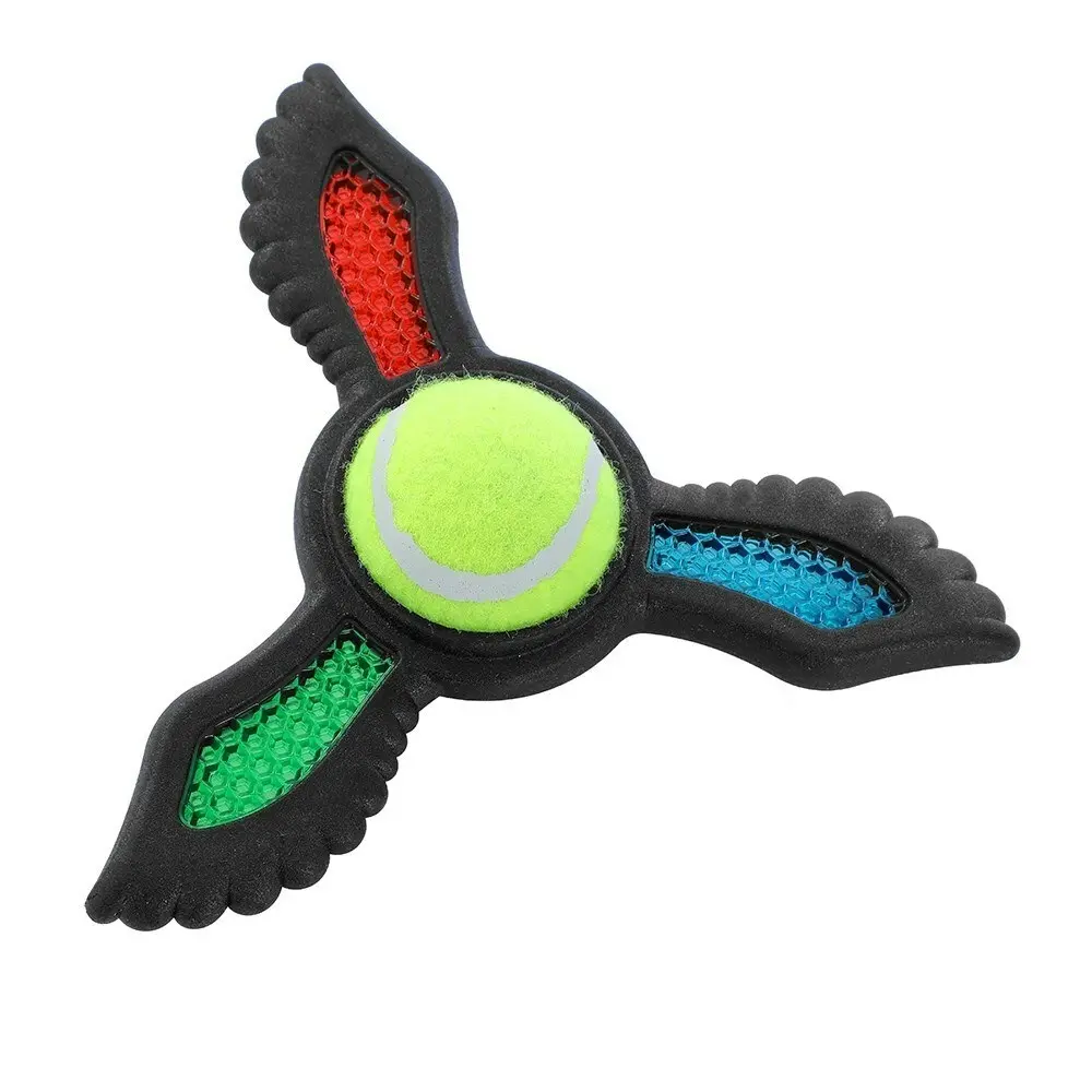 Paws & Claws 21.9x19.5x6cm Fetch Flyer Foam Dart w/ Tennis Ball Dog/Pet Toy BLK