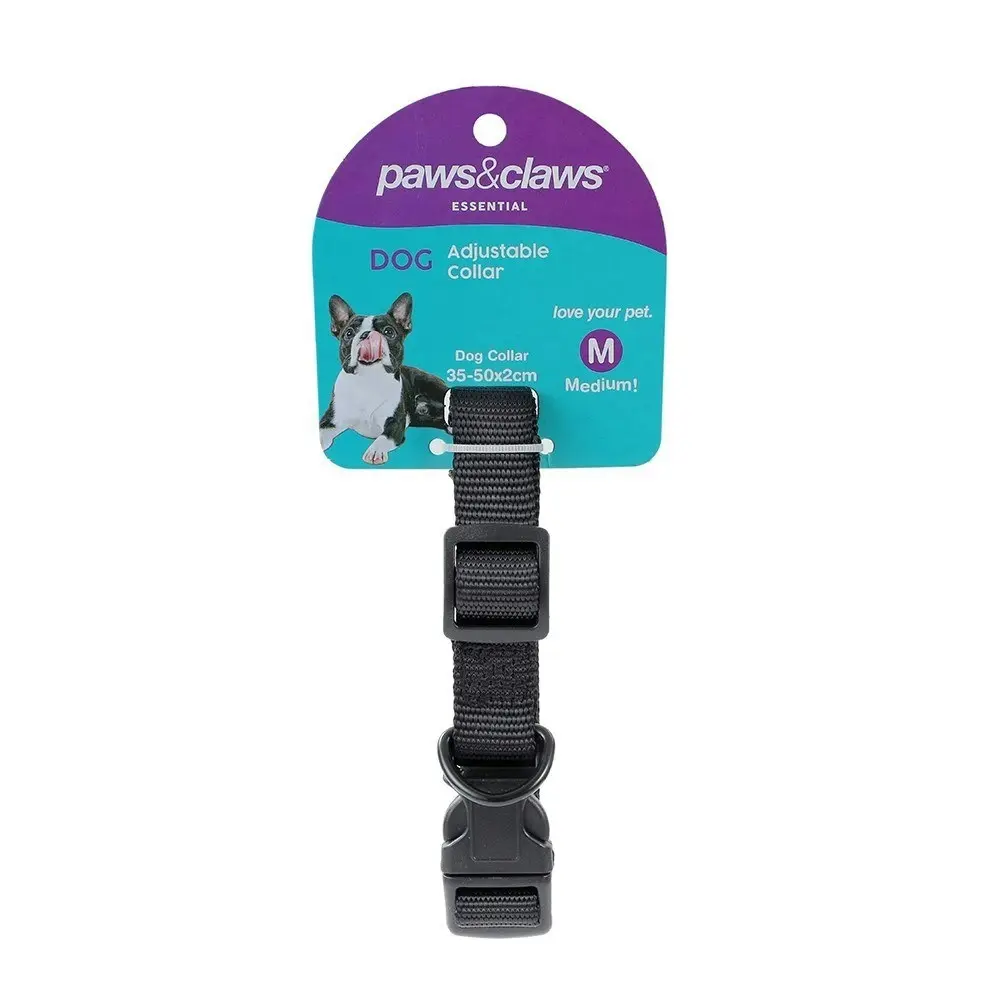 3x Paws & Claws Essentials Adjustable Pet Medium Dog Secure Neck Collar ASST