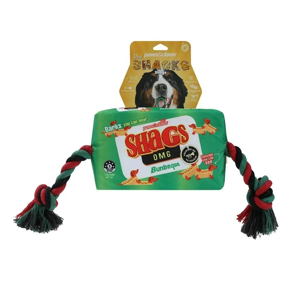 Paws & Claws 27cm Sniffs Shags Snacks Oxford Tugger Pet Play Toy w/ Rope Asstd