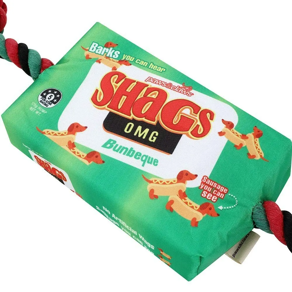 Paws & Claws 27cm Sniffs Shags Snacks Oxford Tugger Pet Play Toy w/ Rope Asstd