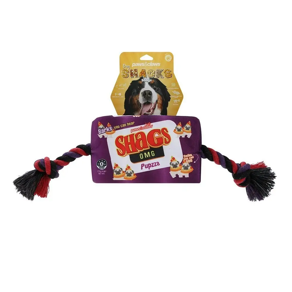 Paws & Claws 27cm Sniffs Shags Snacks Oxford Tugger Pet Play Toy w/ Rope Asstd