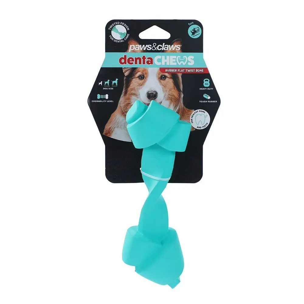 Paws And Claws 22.8x7.6x5.9cm Denta Chews Flat Twist Bone Dog/Pet Toy Assorted