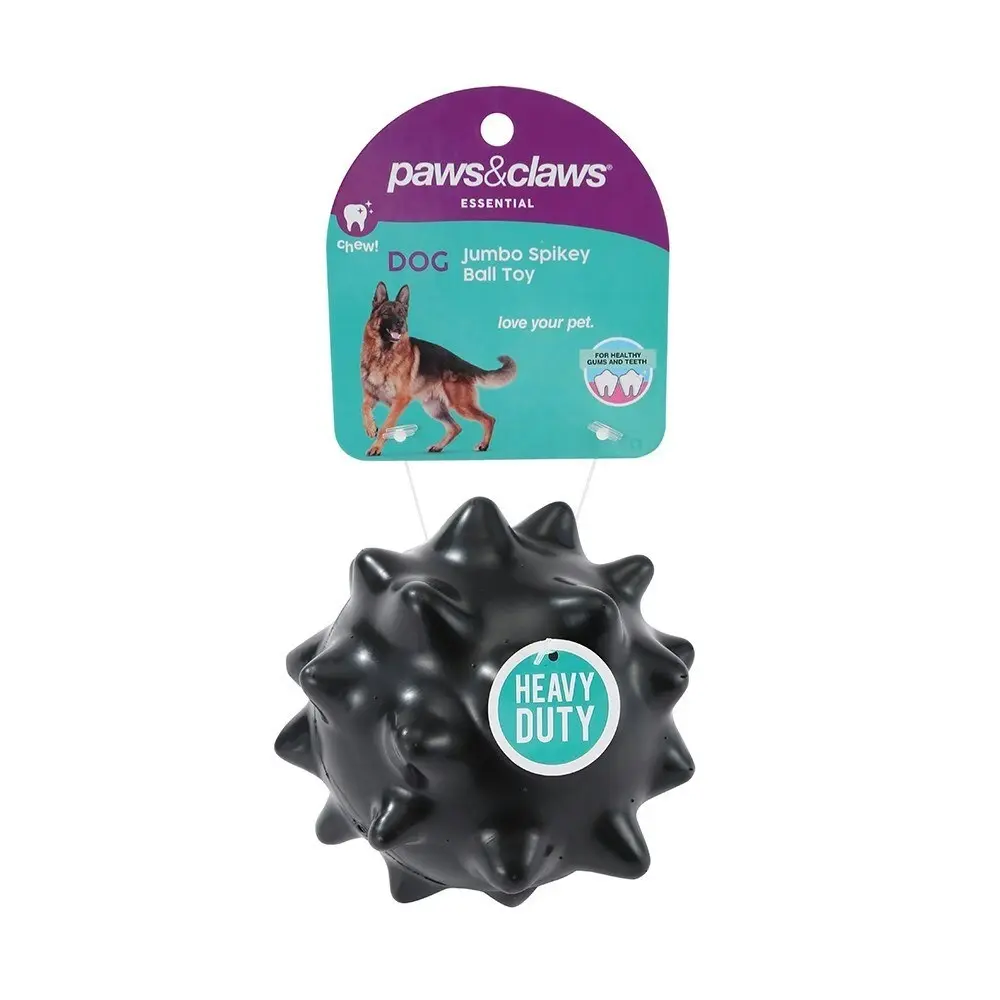 2x Paws & Claws 10cm Heavy Duty TPR Jumbo Spikey Ball Pet Play/Chew Toy Assorted