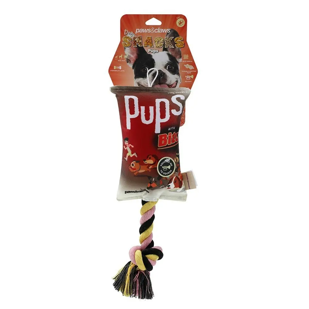 2x Paws & Claws Pet/Dog 25cm Pups Snacks Oxford Tugger Play Toy w/ Rope Assorted