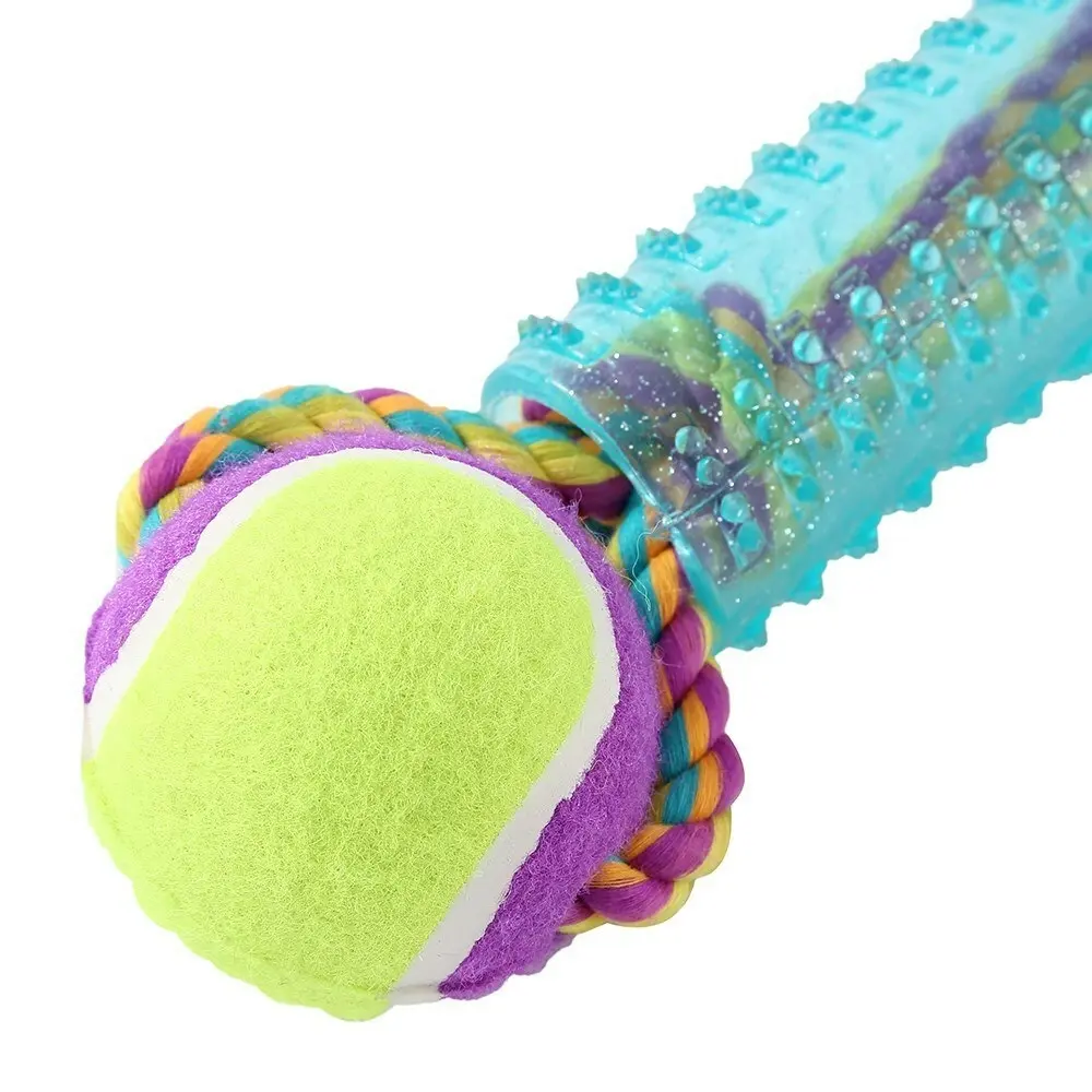 Paws & Claws Dog/Pet 36cm Sparkle Rubber Tugger Rope Toy w/ Tennis Ball Assorted