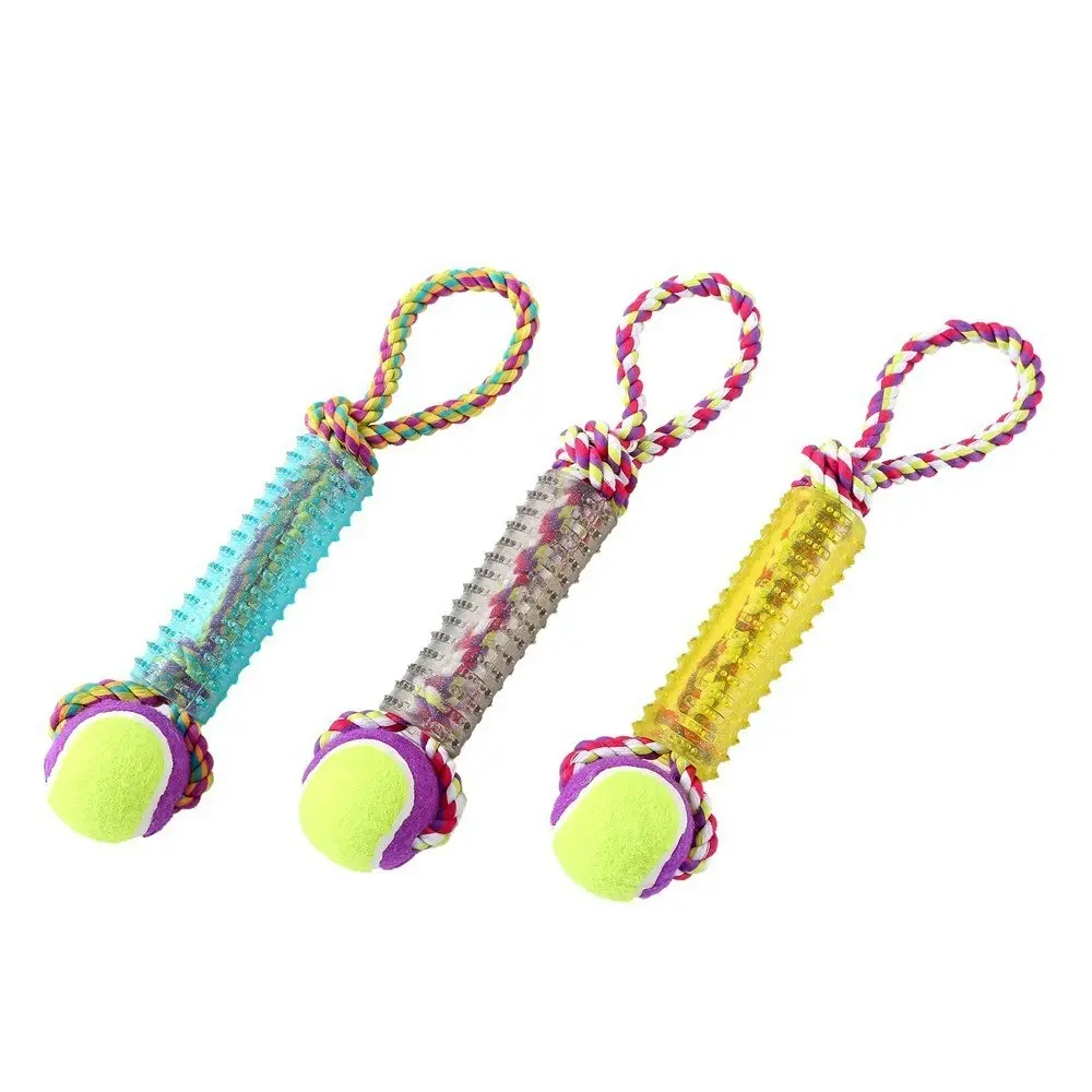 Paws & Claws Dog/Pet 36cm Sparkle Rubber Tugger Rope Toy w/ Tennis Ball Assorted