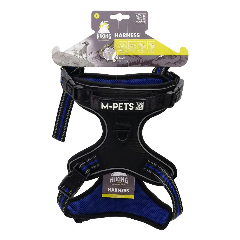 M-Pets Pet/Dog Adjustable 95cm Hiking Harness Outdoor Vest Medium Electric Blue