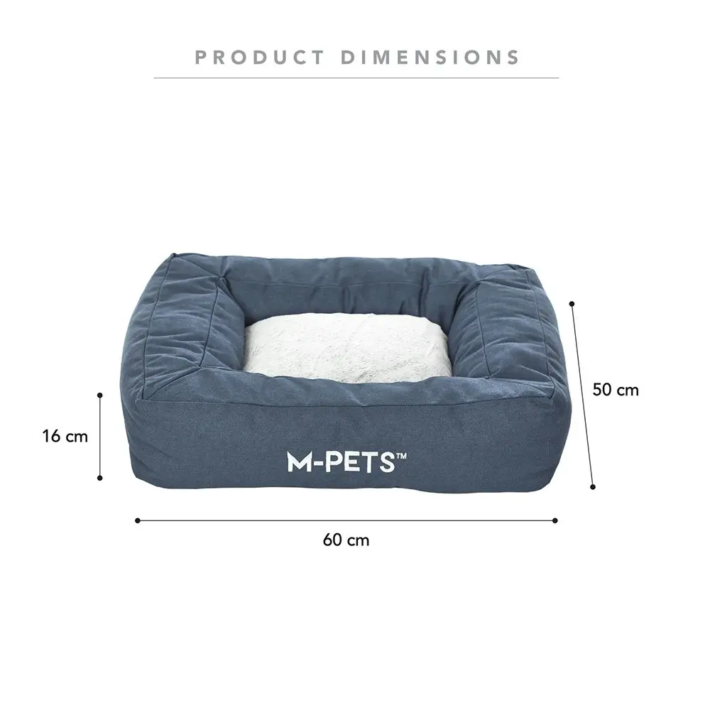 M-Pets Small Eco-Friendly Pet/Dog 60cm Washable Bed Sleep Rectangle Cushion Blue