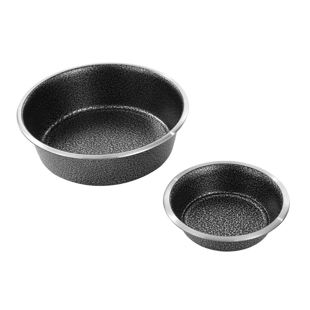 3x Paws & Claws Pet/Dog 14cm/400ml Stainless Steel Bowl/Feeder Speckled Gunmetal