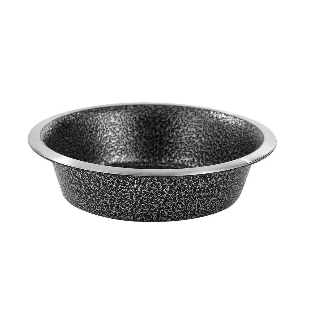 3x Paws & Claws Pet/Dog 14cm/400ml Stainless Steel Bowl/Feeder Speckled Gunmetal