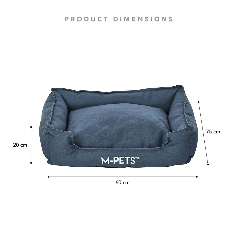 M-Pets Medium 75cm Eco-Friendly Pet/Dog Bed Non-Slip Square Sleep Basket Blue