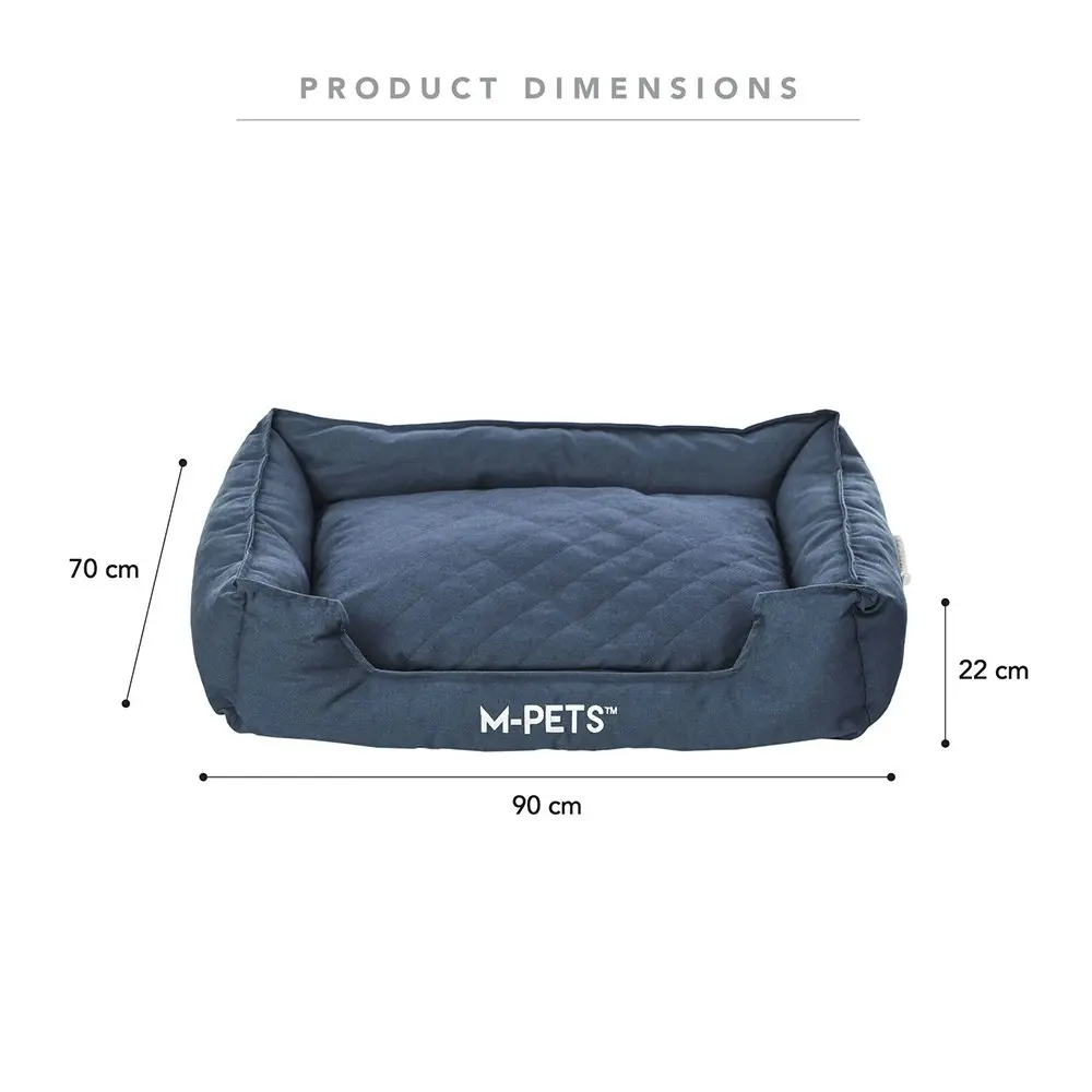 M-Pets Large 90cm Eco-Friendly Pet/Dog Bed Non-Slip Square Sleep Basket Blue