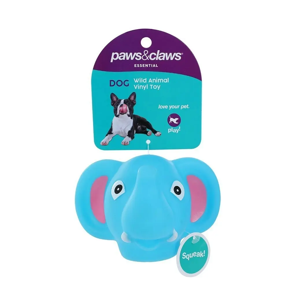 3x Paws & Claws 11.5cm Vinyl Wild Animals Squeaky Pet/Dog Interactive Toy Assort