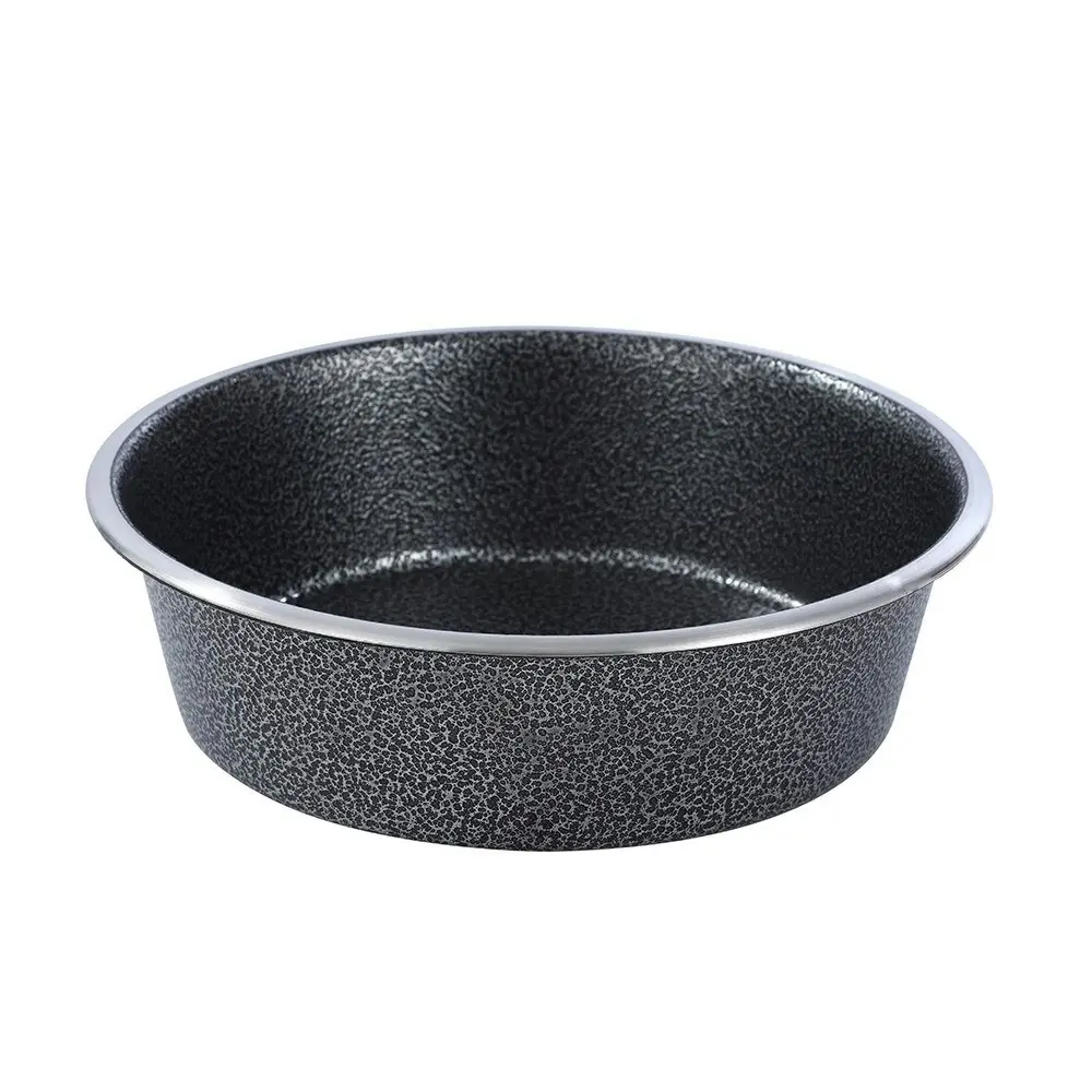 2x Paws & Claws Pet/Dog 21cm/1.5L Stainless Steel Bowl/Feeder Speckled Gunmetal