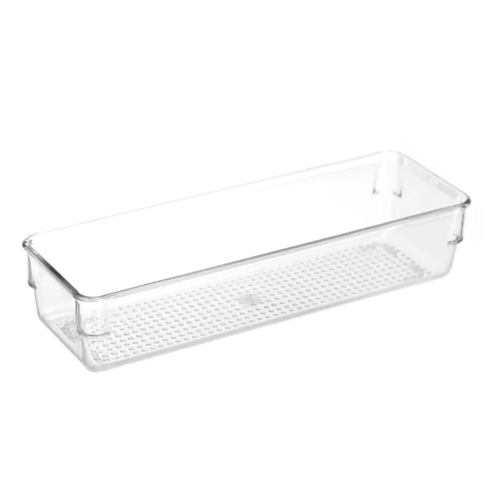 5x Boxsweden 24x8cm Crystal Plastic Storage Tray Home Kitchen Office Organiser