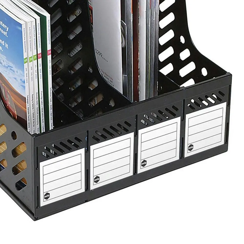 Marbig Magazine/Papers/Documents 4 Section Rack/Organiser Home/Office Black