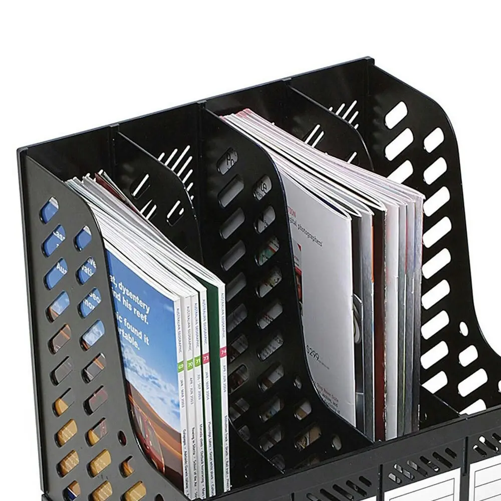 Marbig Magazine/Papers/Documents 4 Section Rack/Organiser Home/Office Black