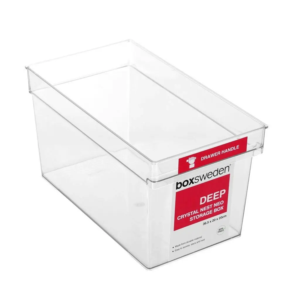 2x Boxsweden Crystal Nest Storage Box Deep 36.5cm Plastic Pantry Organiser