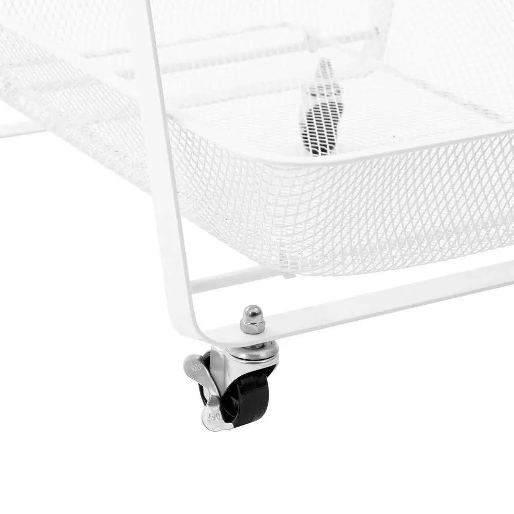 Boxsweden 85cm Mesh 3 Tier Storage Trolley Organiser/Shelf Rack w/Wheels White