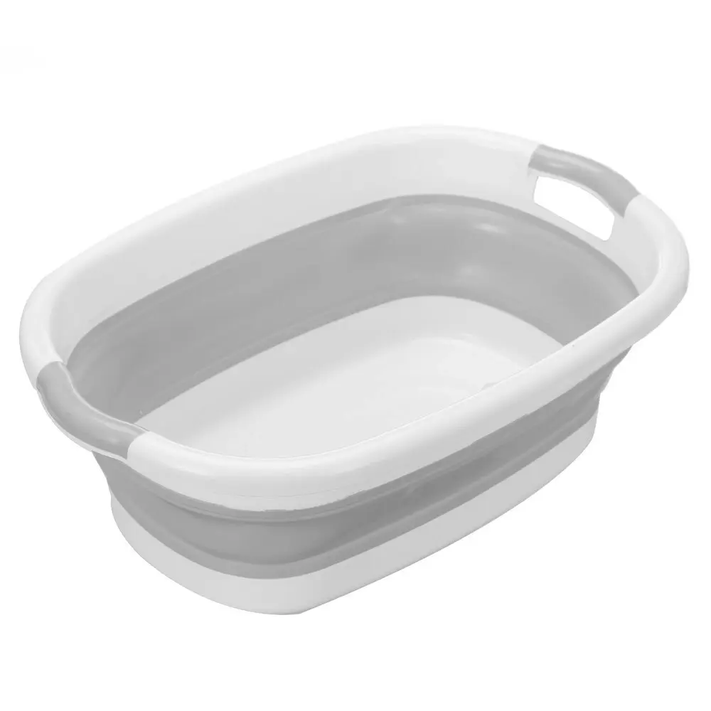 Boxsweden 24L Collapsible Basin Basket 60cm w/Handles Washing/Cleaning WH/GRY