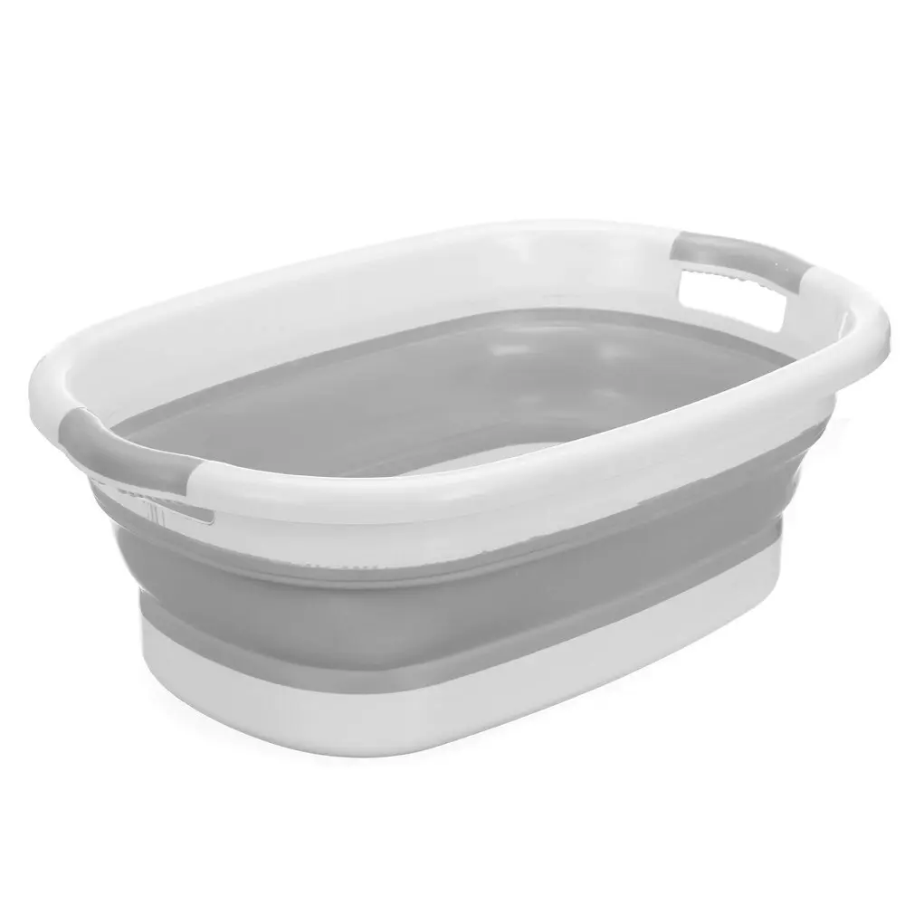 Boxsweden 24L Collapsible Basin Basket 60cm w/Handles Washing/Cleaning WH/GRY