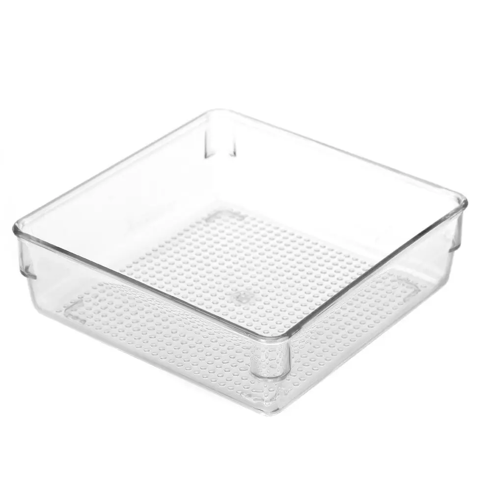 5x Boxsweden Crystal Plastic Storage Tray 16cm Small Fridge/Pantry Container