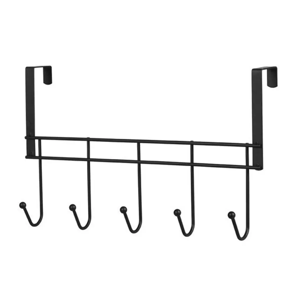 Boxsweden 38cm Wire Over Door 5-Hooks Hanger/Organiser/Holder/Storage Black