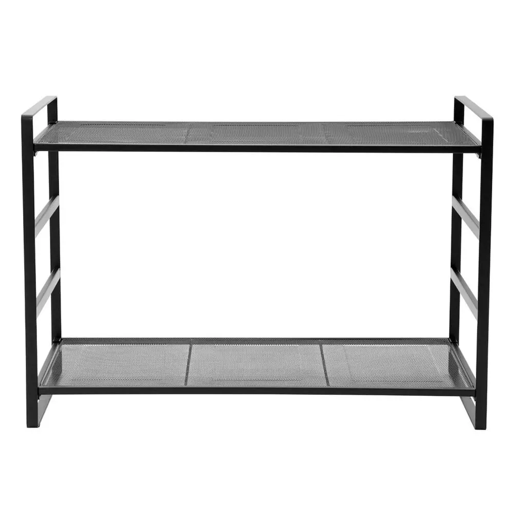 Boxsweden Mesh Wire 2 Tier 73cm Storage Holder Shelf Organiser Rack Stand Black