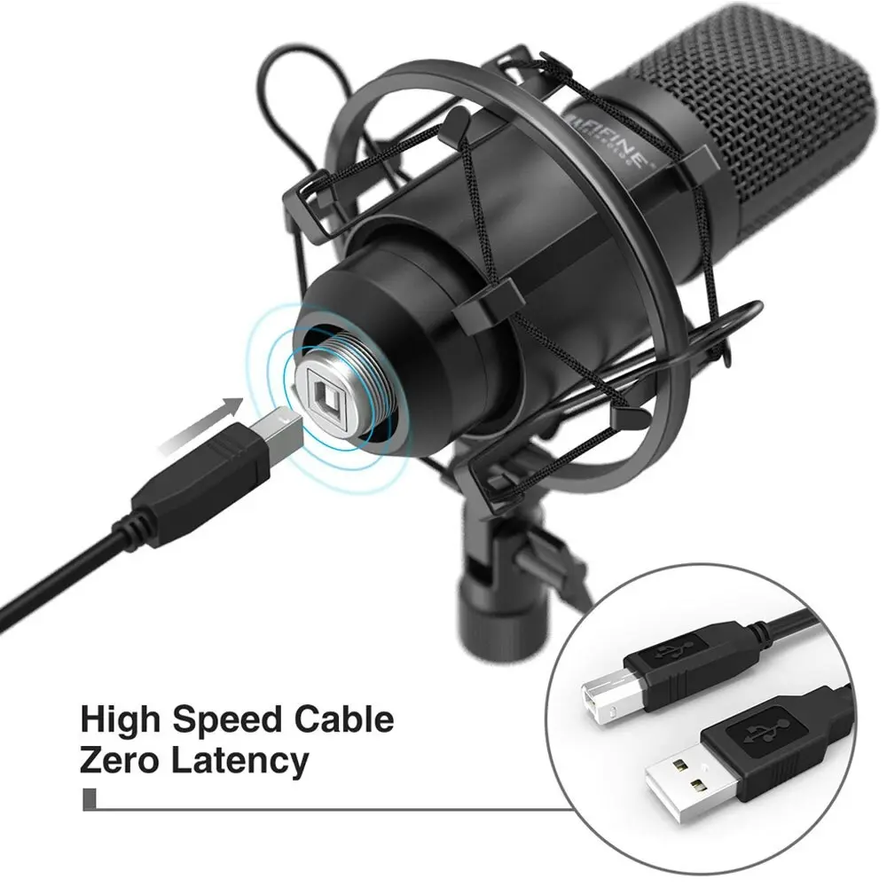 Fifine T730 USB Condenser Broadcast/Podcast Microphone w/Filter/Desk Stand