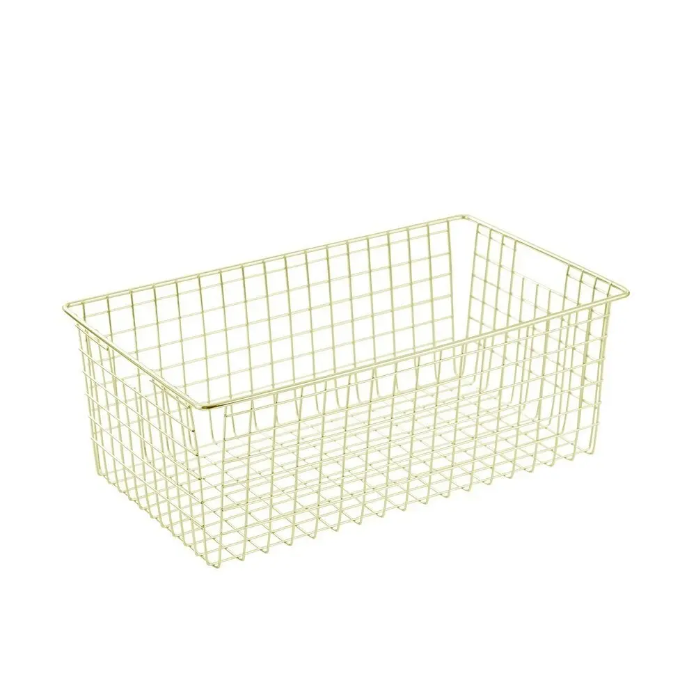 2x Boxsweden 40x15cm Wire Storage Basket Kitchen/Bath Organiser Container Gold