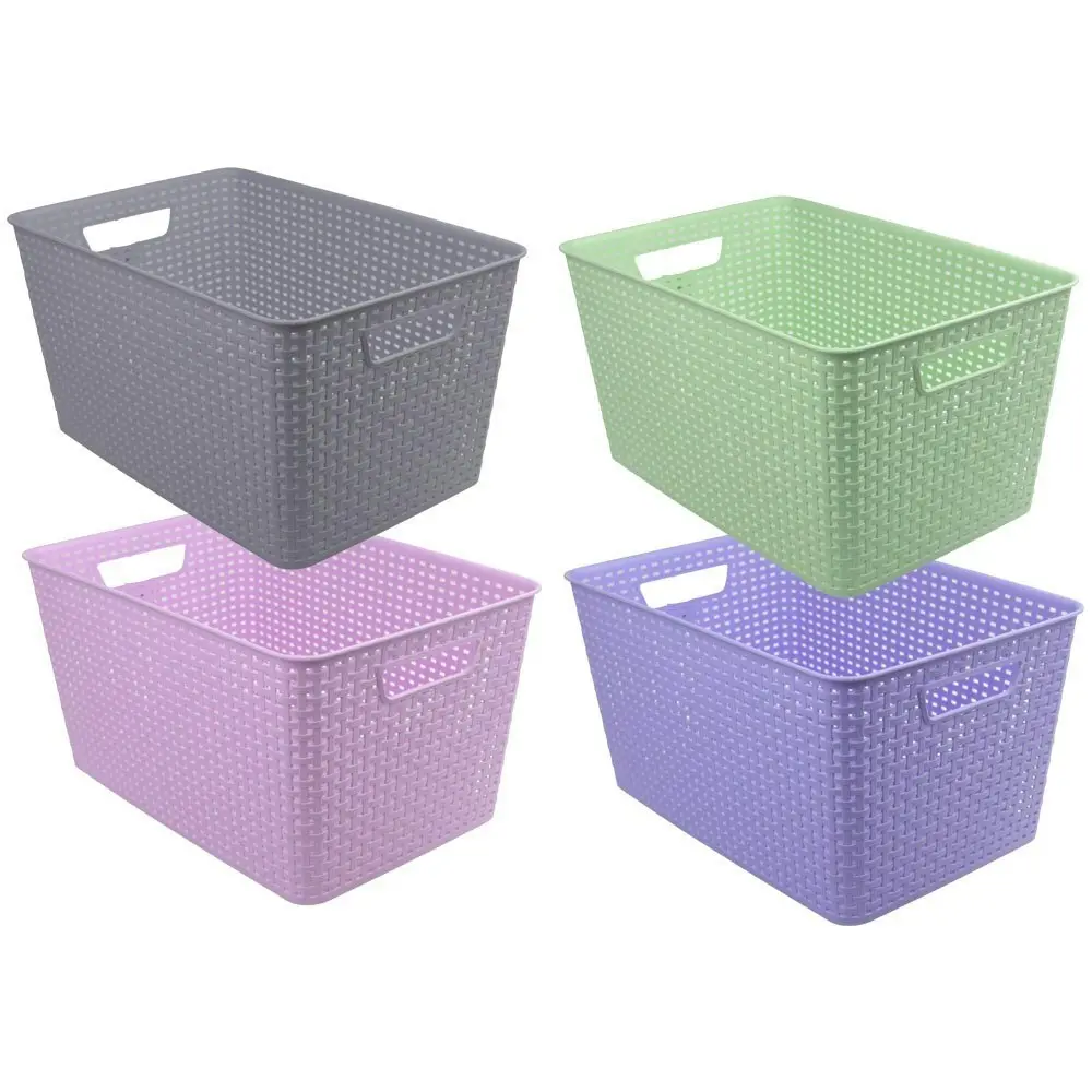 2x Boxsweden Basket Woven Pattern 28.5cm w/ Handles Storage Organiser Assorted