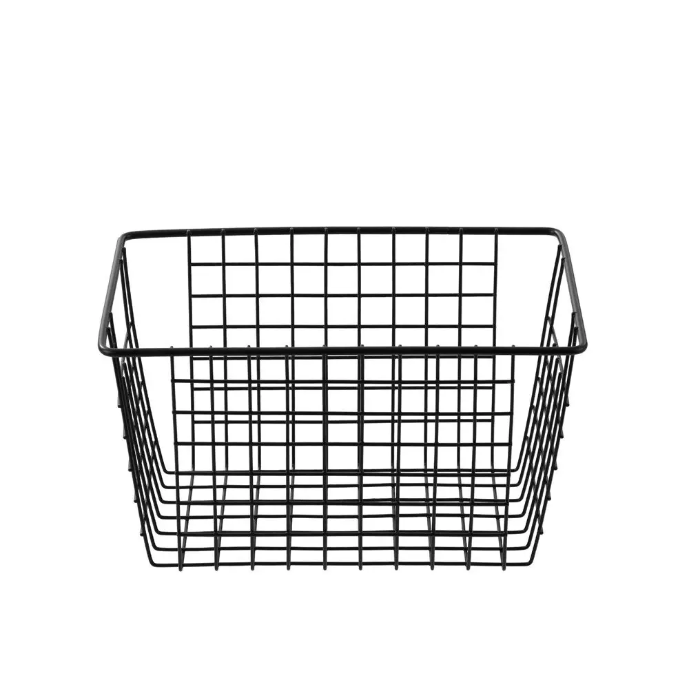 2x Boxsweden 26x15cm Wire Storage Basket Kitchen/Bath Organiser Container Black