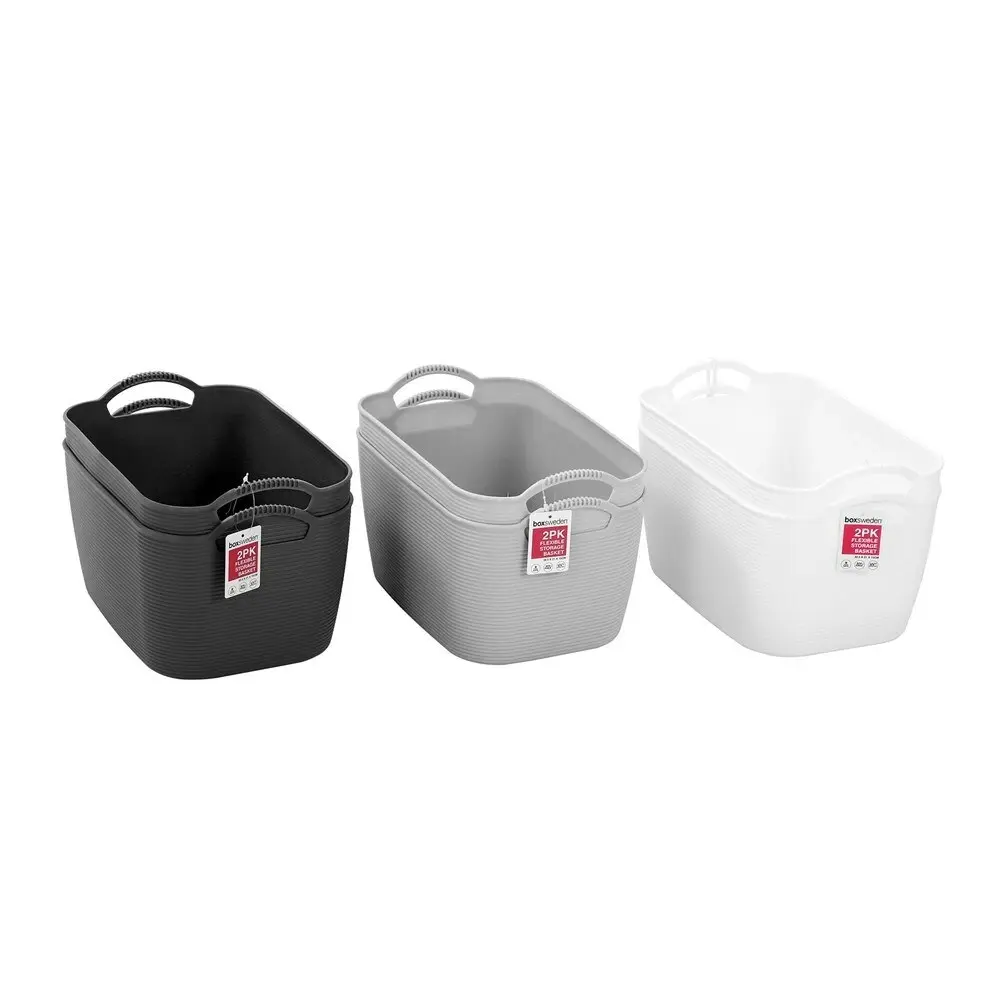 4x Boxsweden 30.5cm Flexible Storage Basket Container w/Carry Handles Med Asst