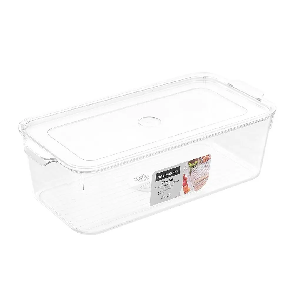 2x Boxsweden Crystal 3.75L/33.5cm Storage Container/Home Organiser w/ Lid Clear