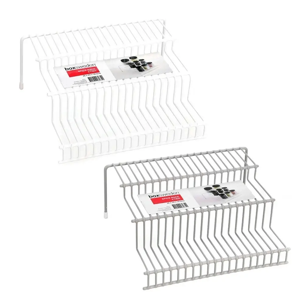 3x Boxsweden Wire Spice Rack 3 Tier 26cm Condiments Storage Organiser Assorted