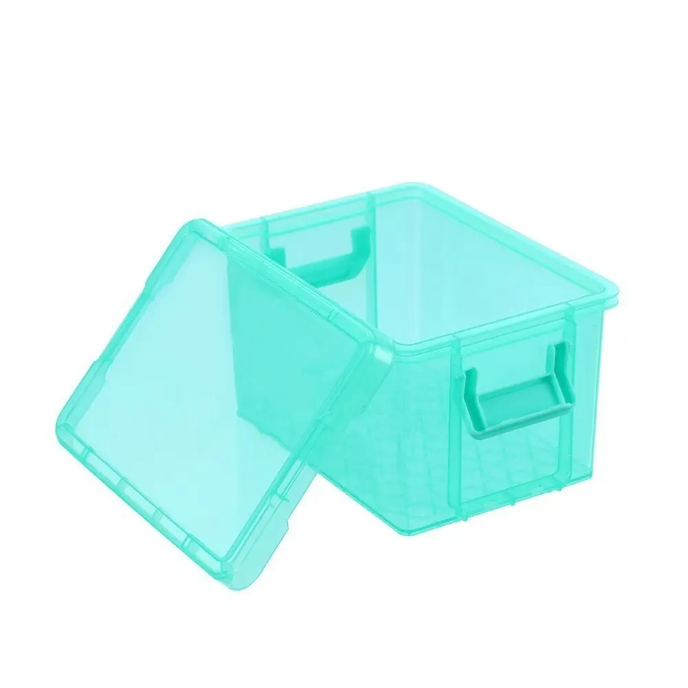 4x Boxsweden 1.65L Mini Stacker 19.5cm w/ Clip Lock Lid Storage Container Teal