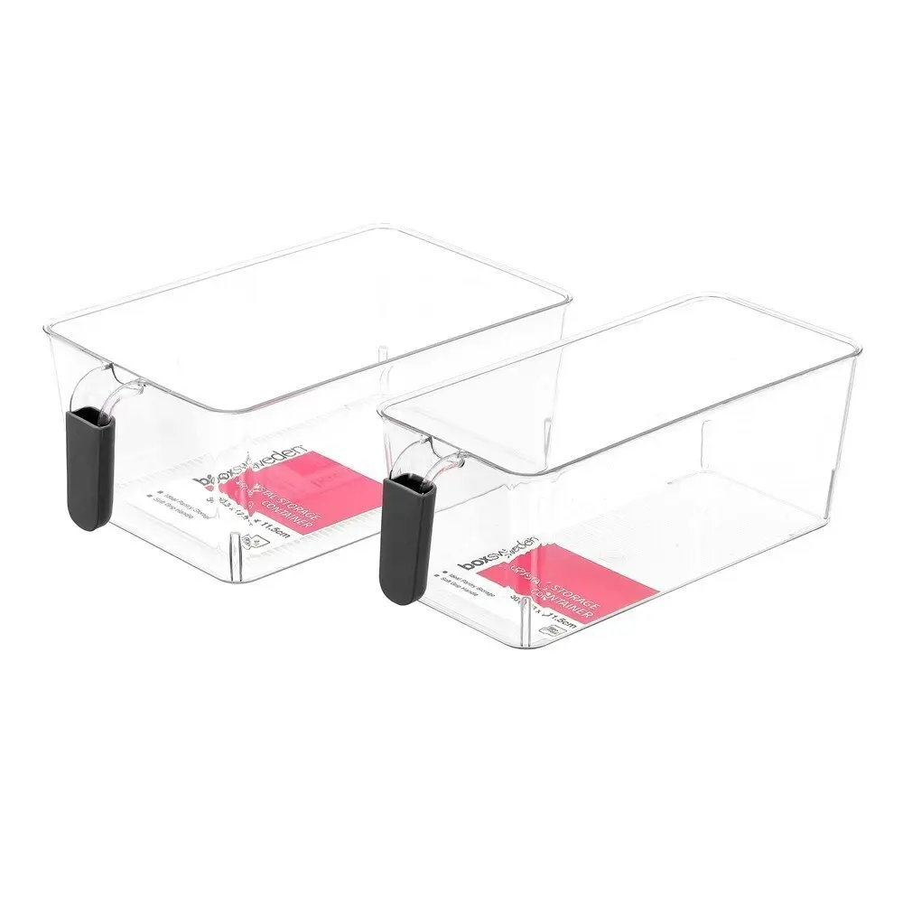 3x Boxsweden Crystal Drawer Basket Soft Grip Handle 30cm Home Storage Container