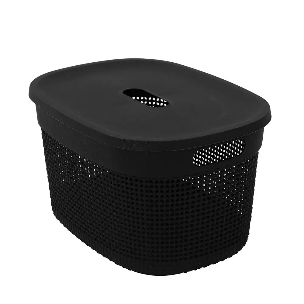 2x Boxsweden Boston 38x28cm Storage Basket Organiser/Container w/ Lid XL Asstd