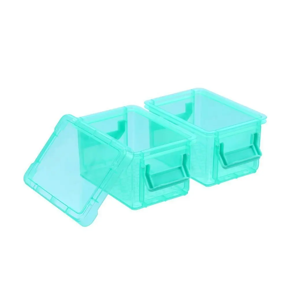 4x 2PK Boxsweden Mini Stacker Box 330ml w/ Clip Lock Lid Storage Container Teal