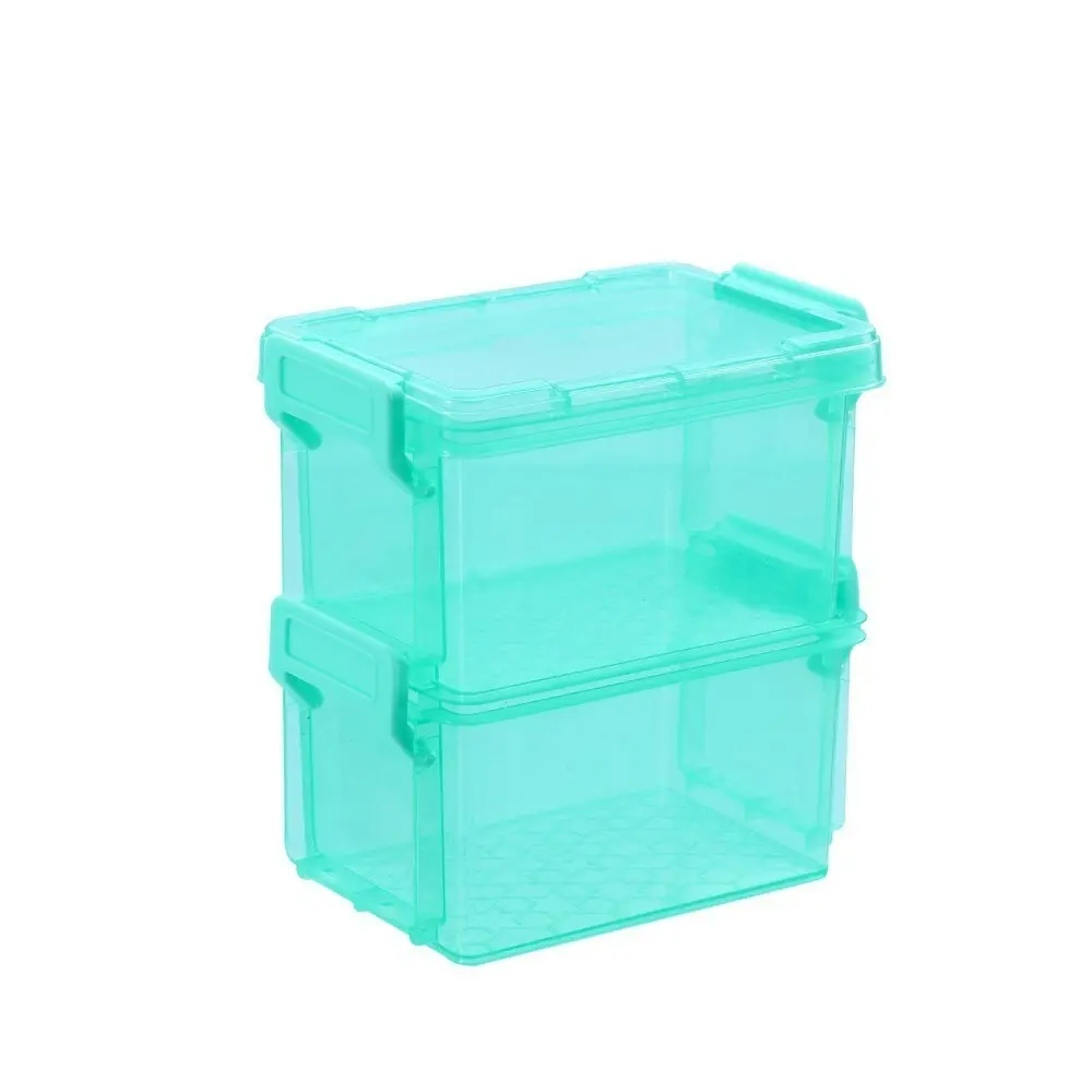 4x 2PK Boxsweden Mini Stacker Box 330ml w/ Clip Lock Lid Storage Container Teal