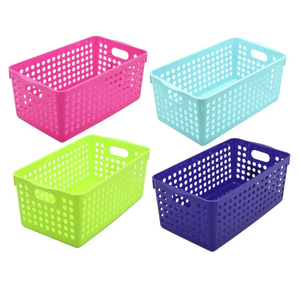 6x Boxsweden 29x16.5cm Mode Neon Basket Organiser Storage w/ Carry Handle Asst