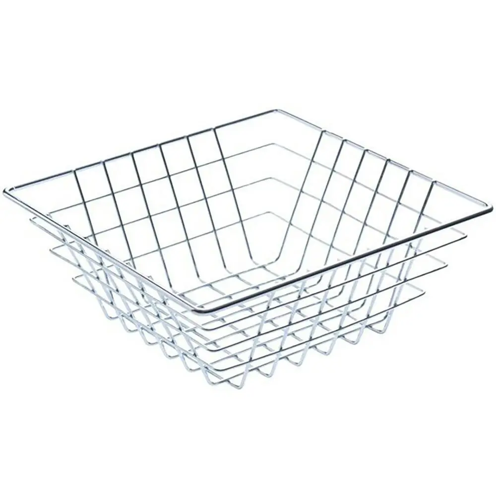 2PK Sandleford 20cm Display Basket Steel Wire Storage Square Organiser Chrome