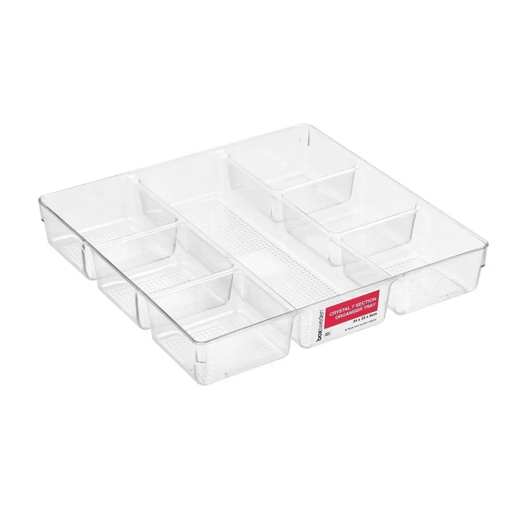 2PK Boxsweden Crystal Organiser Tray 7 Section 34cm Storage Holder Container