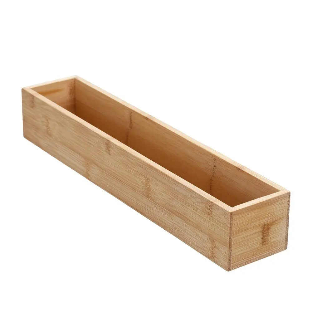 3x Boxsweden Bamboo Organisation Tray 38x7.5cm Storage Organiser Home Container