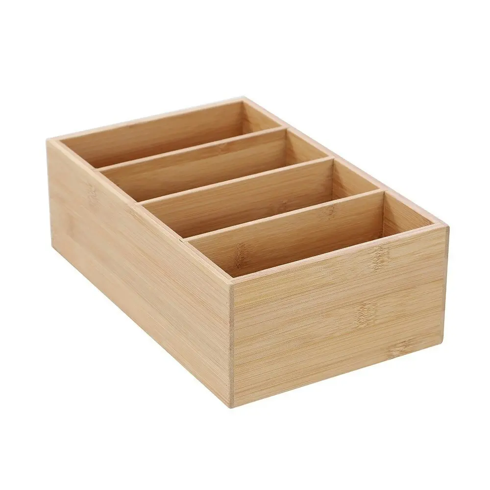 Boxsweden 4-Section Bamboo Storage Tray 25x16cm Organiser/Compartment Holder BRN