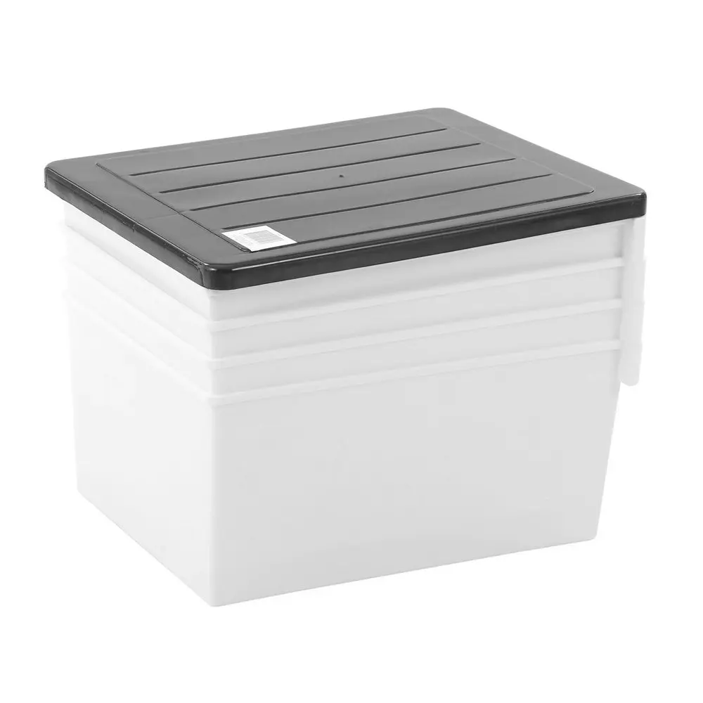 Boxsweden 103cm Mega 4 Standing Storage Drawer Plastic Cabinet Container BK/WT