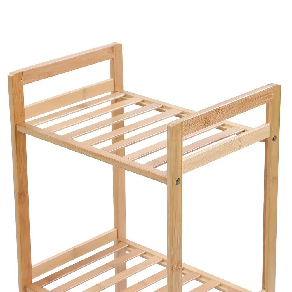 Boxsweden 35x100cm 4-Tier Wooden Bamboo Storage Shelf Home Organiser Rack Stand