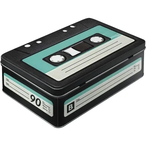 Nostalgic Art 23cm/2.5L Flat Tin Metal Storage Cassette Tape Rectangle Container