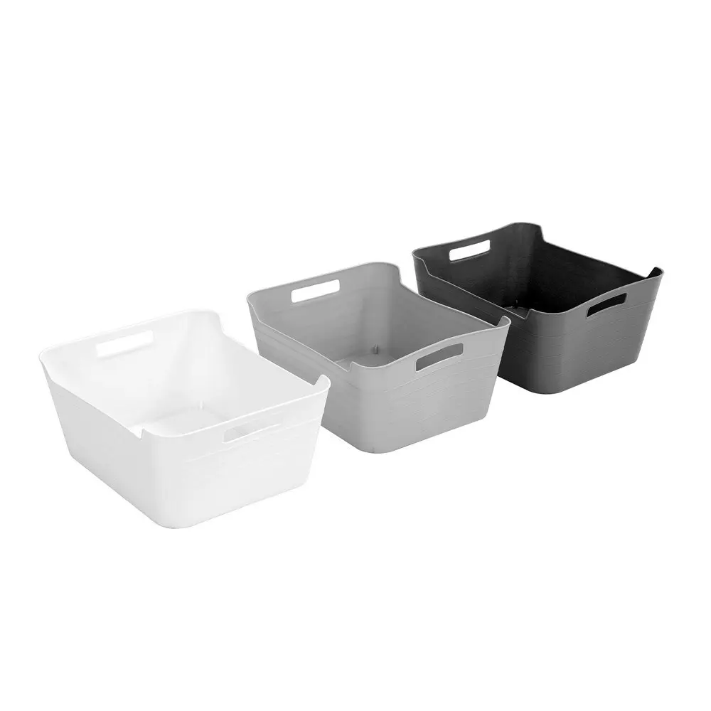 3x Boxsweden Flexible Lrg 36.5cm Storage Basket Home Organiser Container Assort