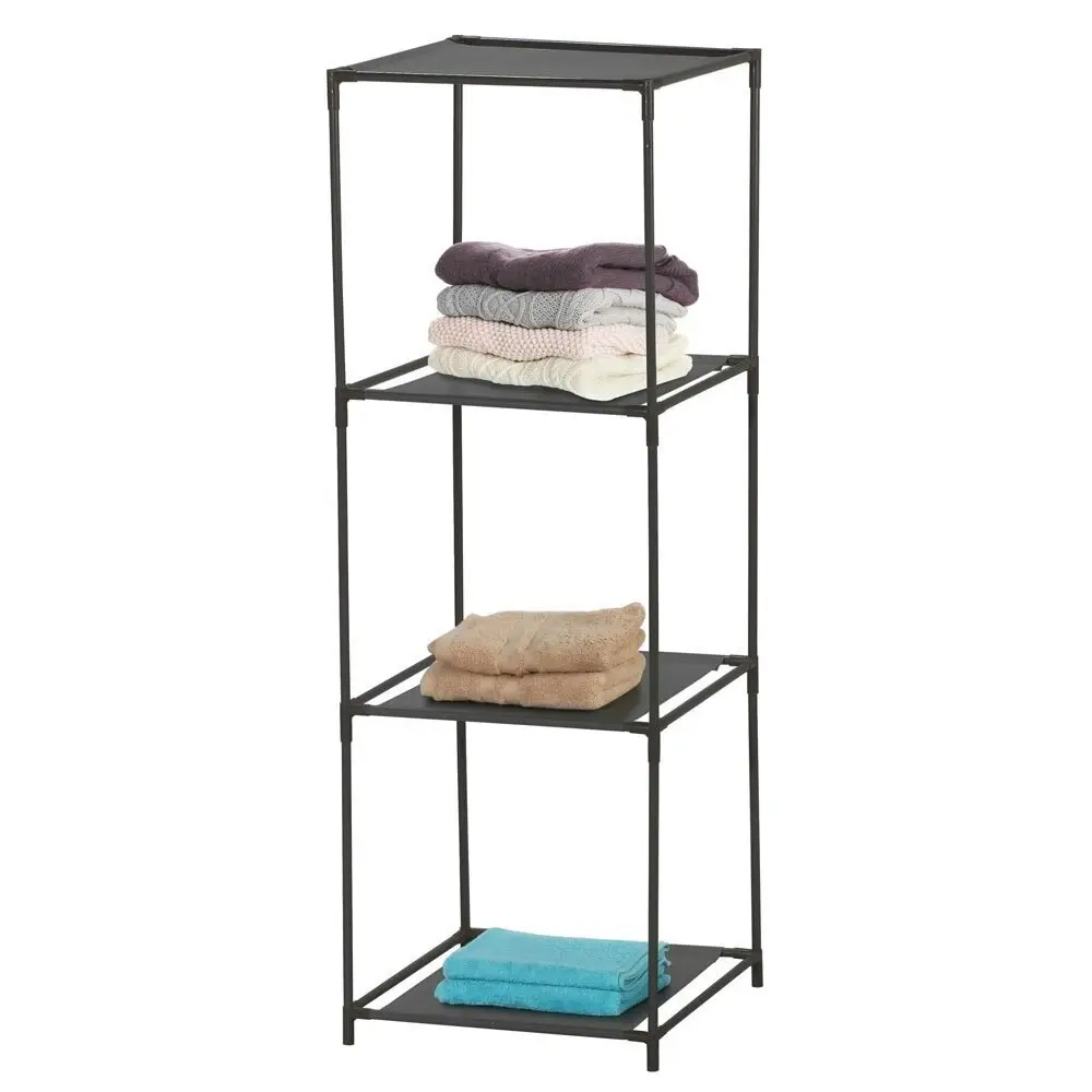 Boxsweden 3 Compartment Home Storage Shelf Standing Rack Clothes Organiser Black